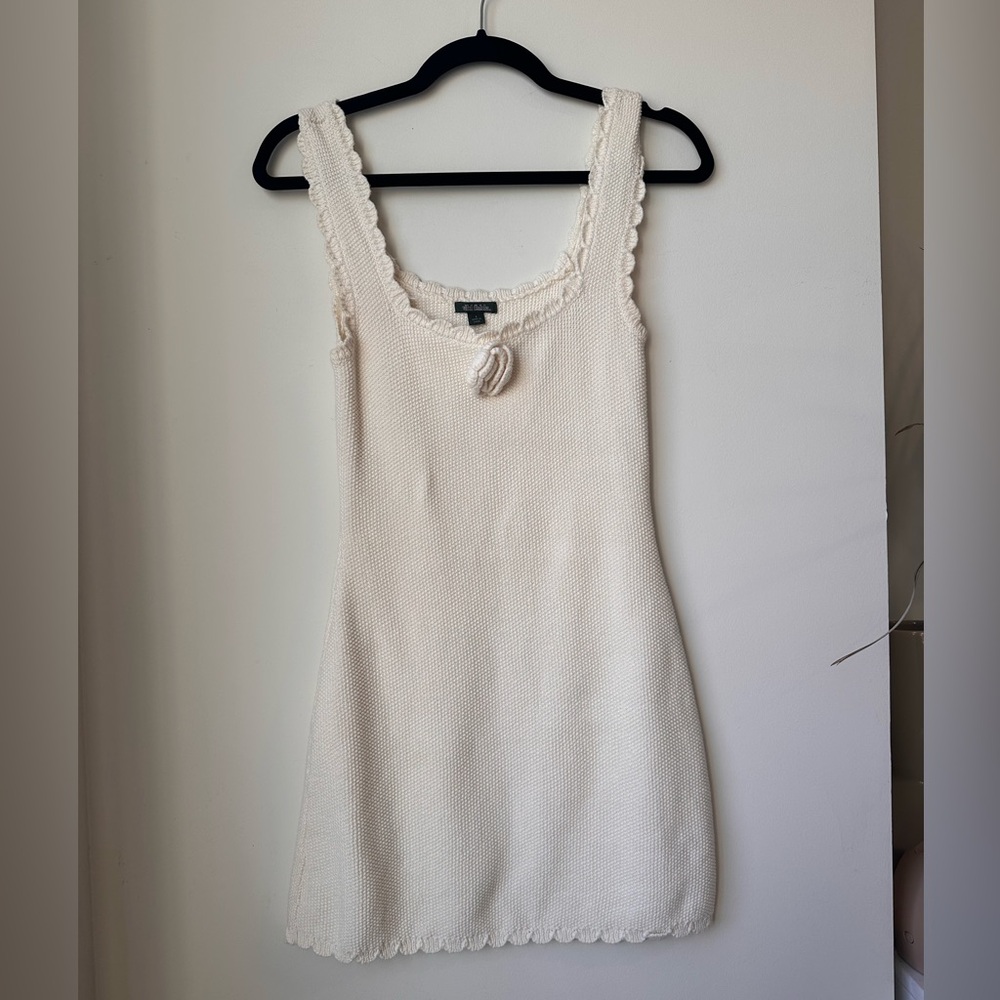 Wild Fable Rosette Mini Sweater Dress in Cream size Small